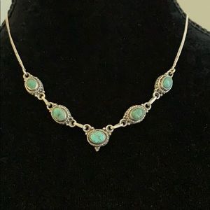 Delicate silver necklace with  stone detailing